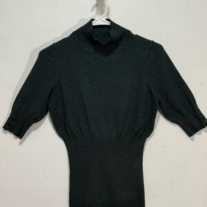 Express Green Sparkle Mock Neck Sweater Women's Sz M